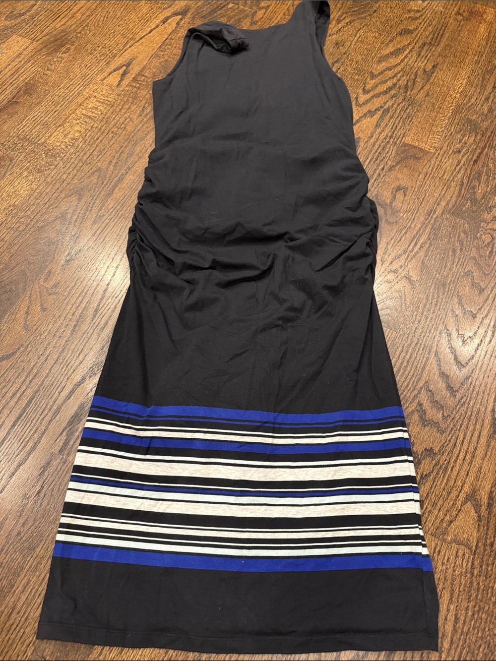 Athleta medoum tank Black Stripe Hem Midi Dress with Blue Accents
